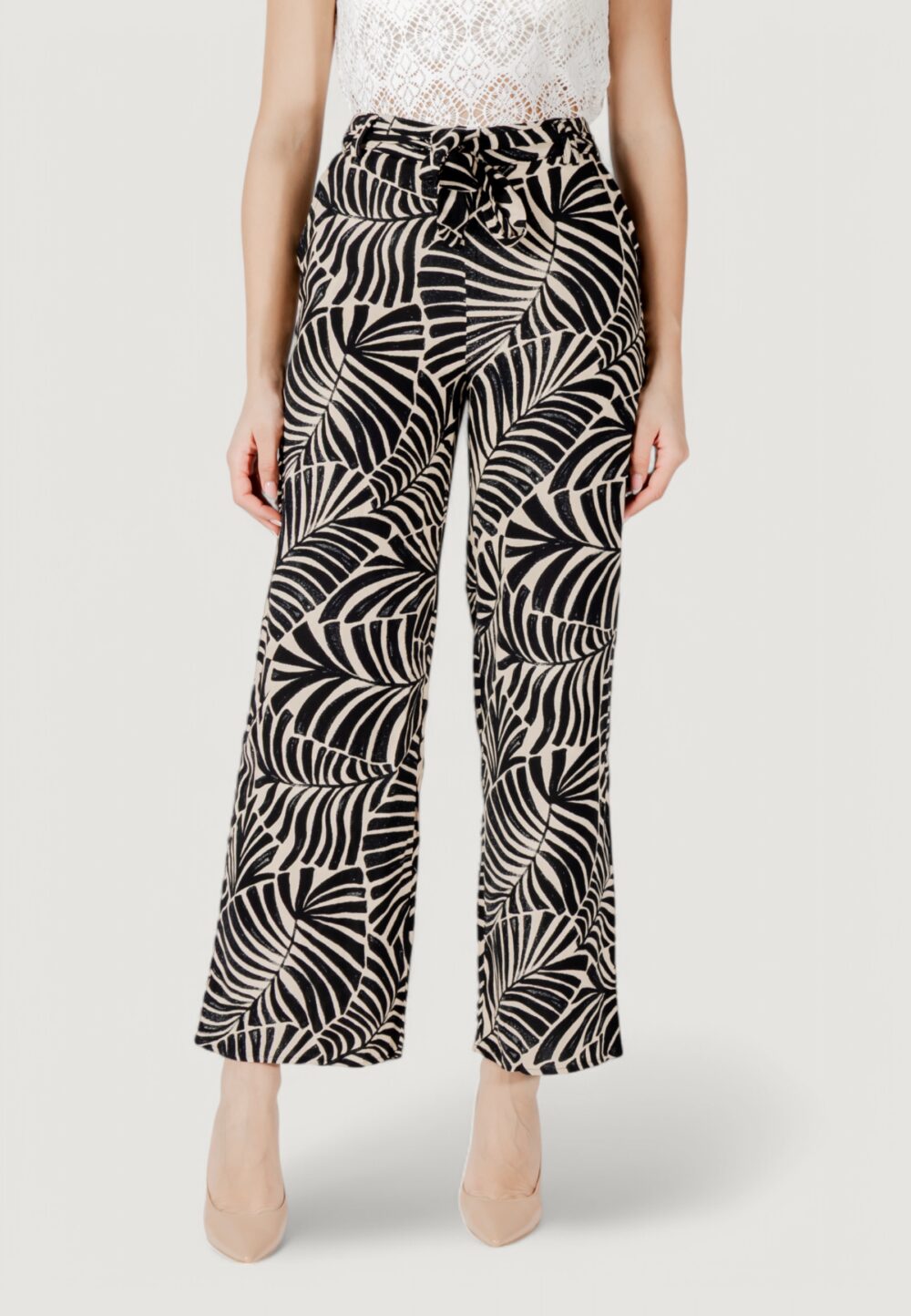 Pantaloni a palazzo Only onlnova life vis aop Nero - Beige - Foto 1