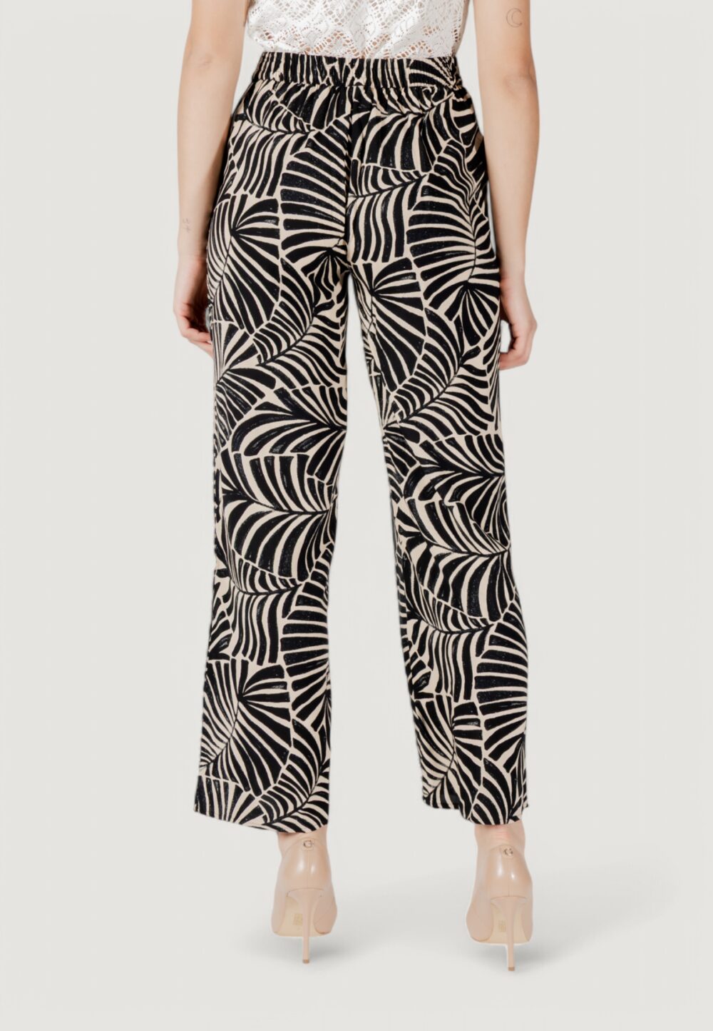 Pantaloni a palazzo Only onlnova life vis aop Nero - Beige - Foto 4