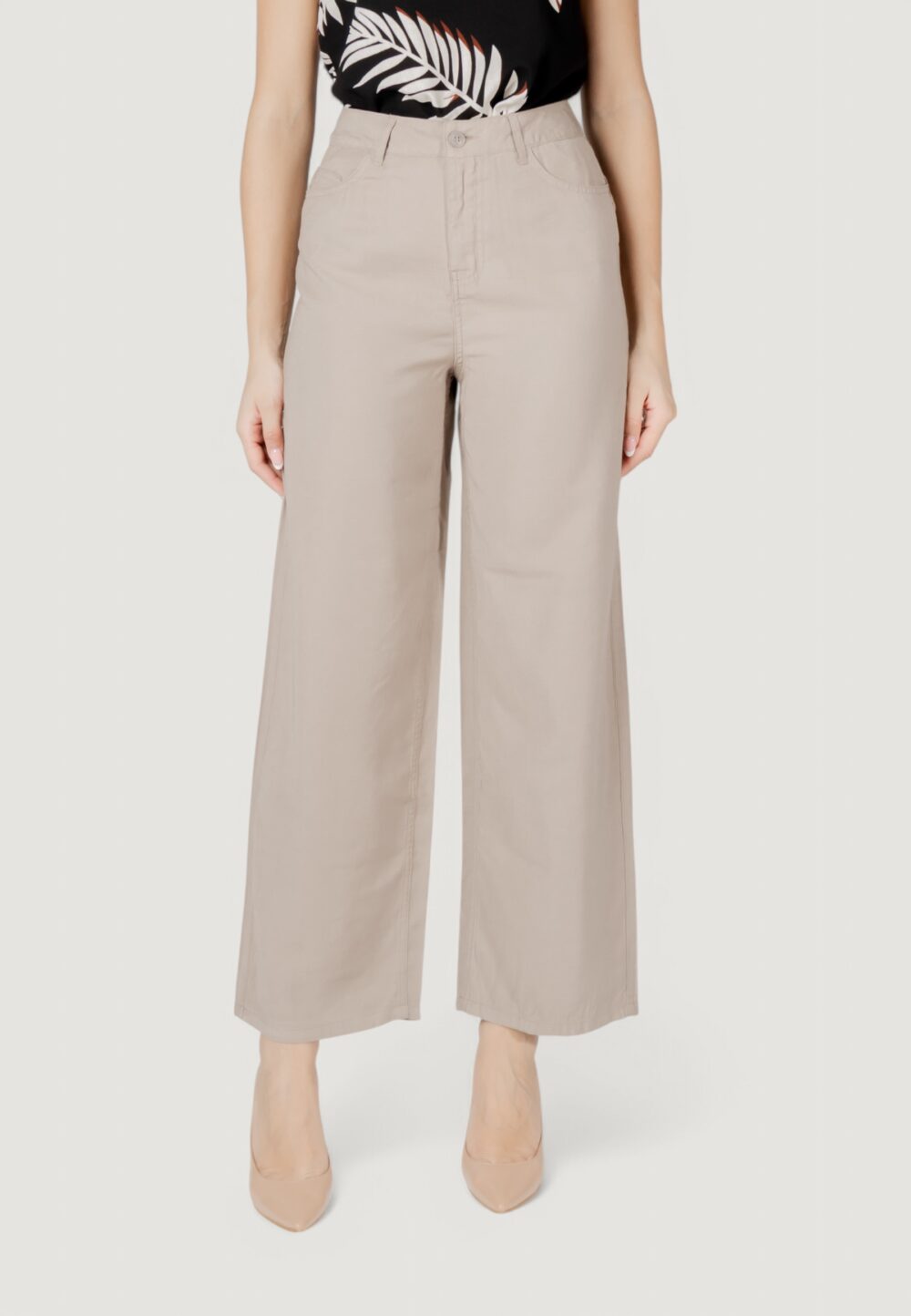 Pantaloni a palazzo Only onlbleecker aris life mw pant cc wvn Taupe - Foto 1