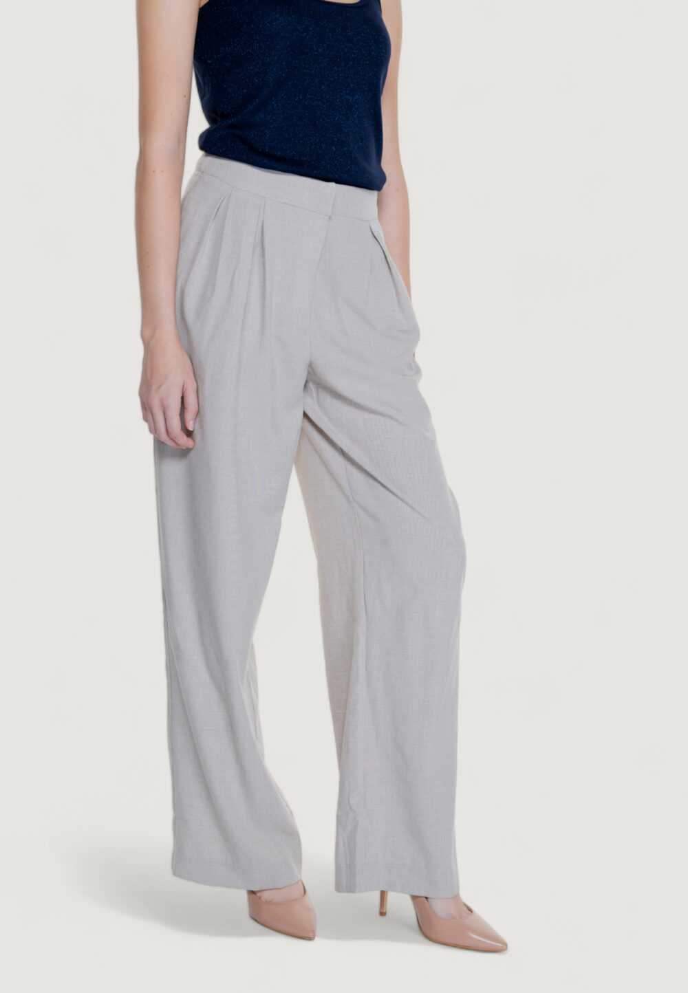 Pantaloni a palazzo Vila Clothes viselma briella hw pleated pants Beige chiaro - Foto 4