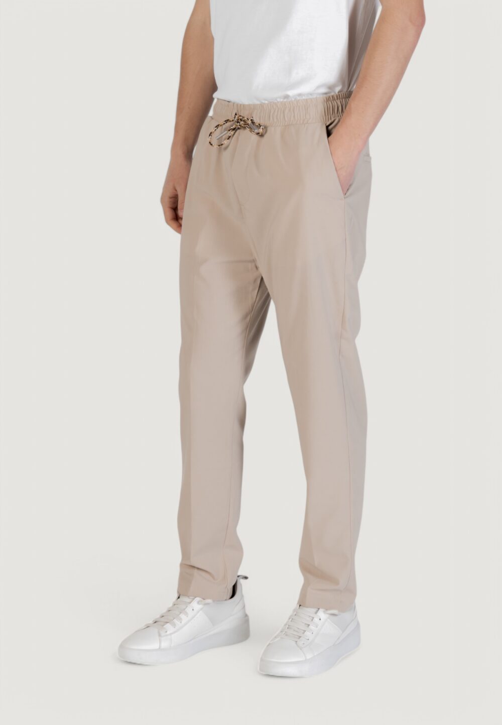 Pantaloni con cavallo basso Gianni Lupo Beige chiaro - Foto 2