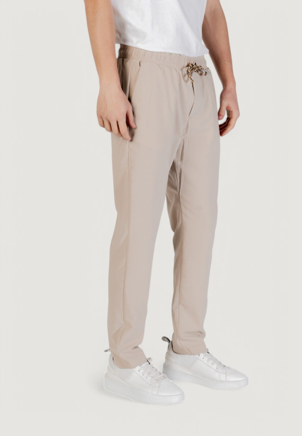 Pantaloni con cavallo basso Gianni Lupo Beige chiaro - Foto 3