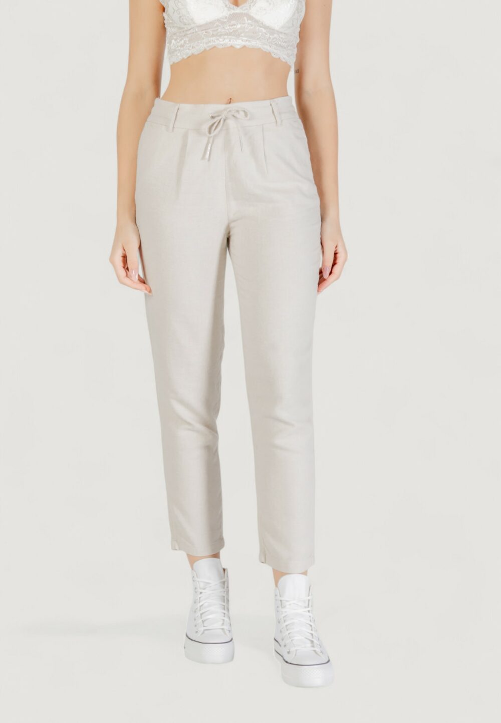 Pantaloni regular Only onlcaro-poptrash easy linen bl pnt noos Avorio - Foto 1