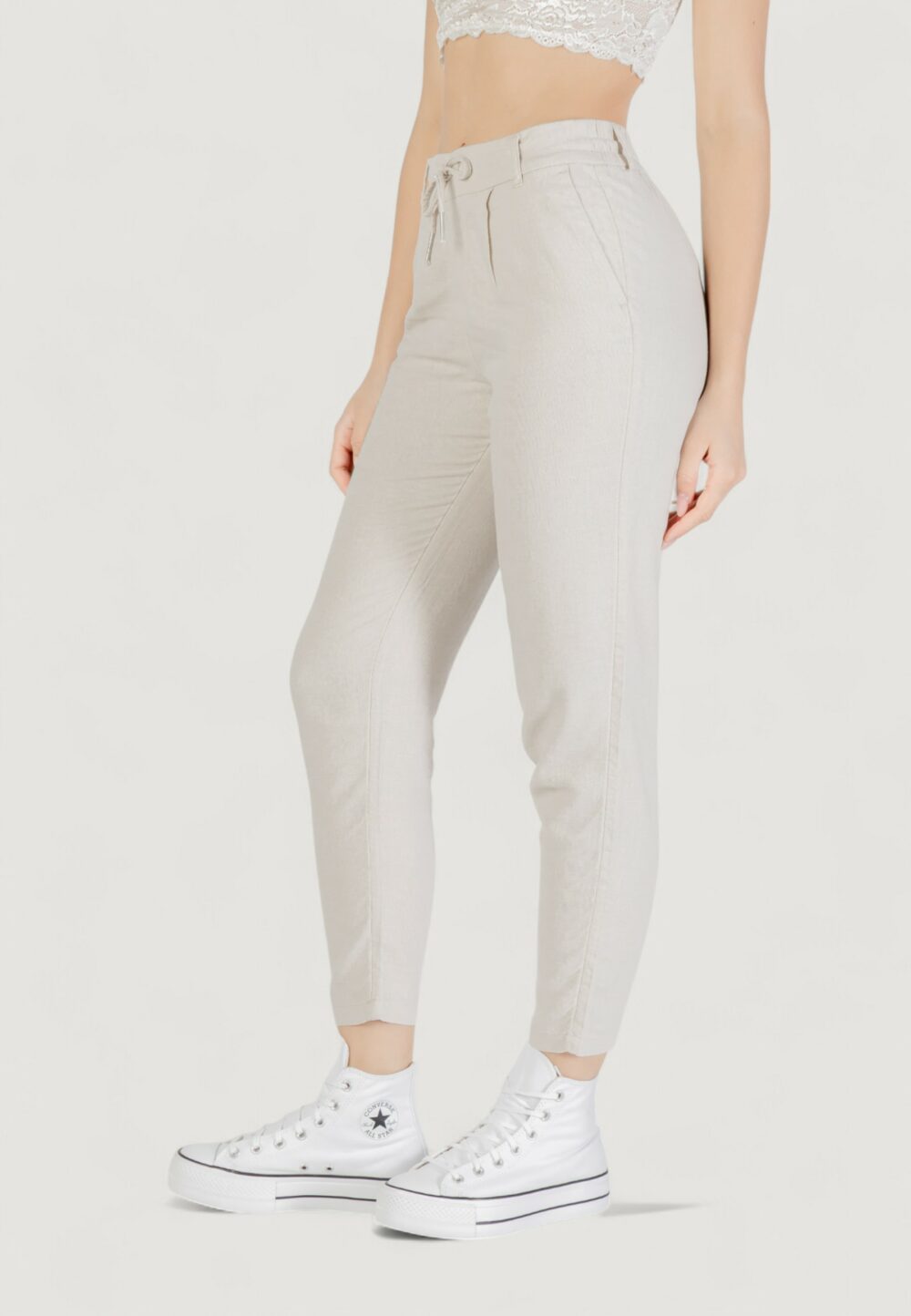 Pantaloni regular Only onlcaro-poptrash easy linen bl pnt noos Avorio - Foto 2