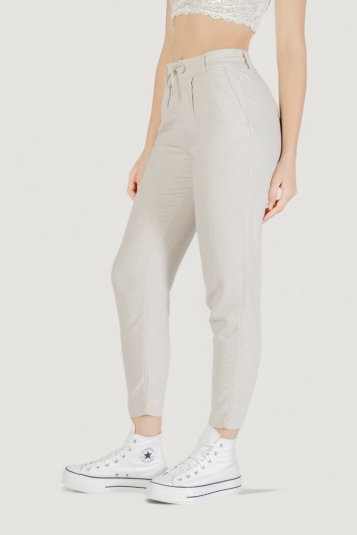 Pantaloni regular Only onlcaro-poptrash easy linen bl pnt noos Avorio
