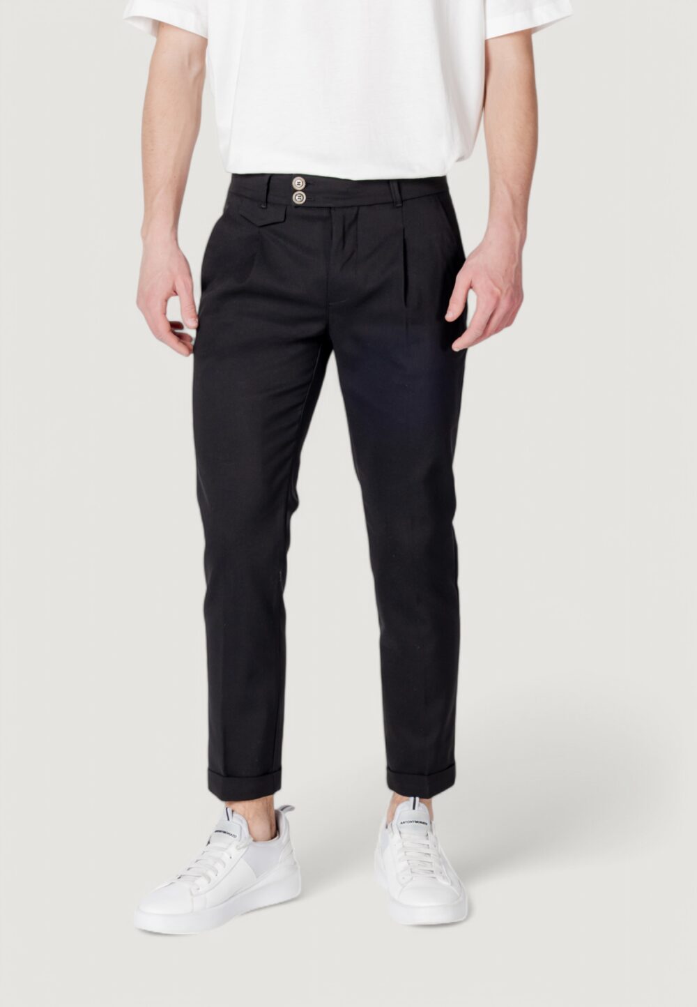 Pantaloni tapered Gianni Lupo Nero - Foto 1