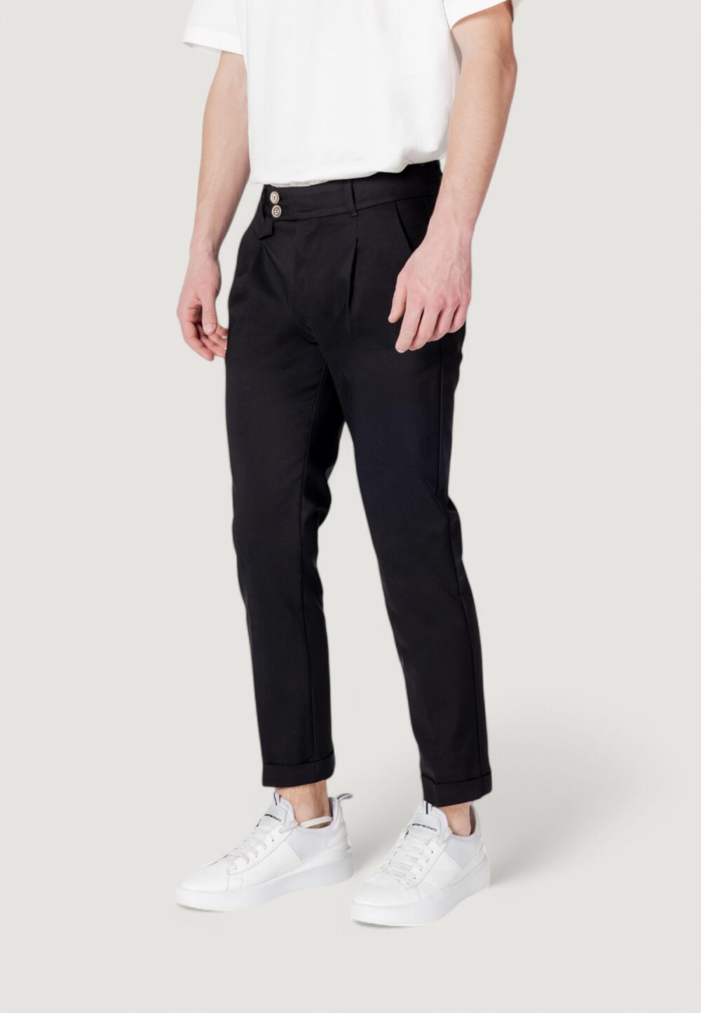 Pantaloni tapered Gianni Lupo Nero - Foto 2