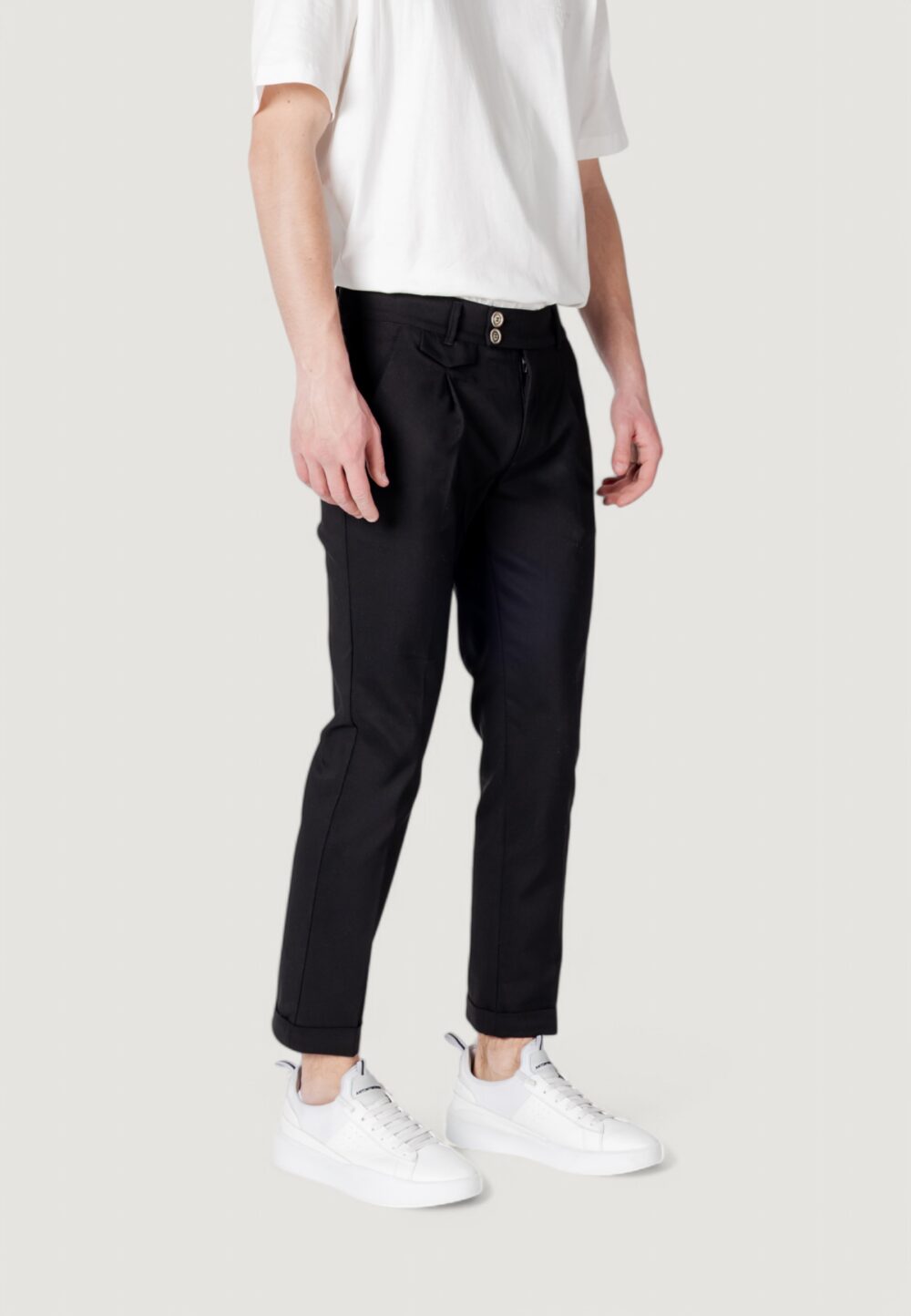 Pantaloni tapered Gianni Lupo Nero - Foto 3