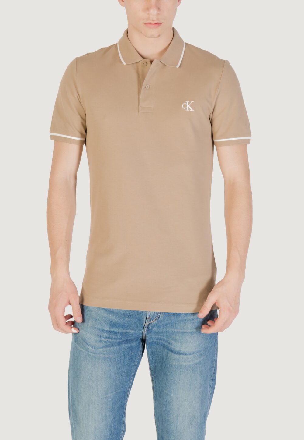 Polo manica corta Calvin Klein Jeans tipping slim polo Beige - Foto 1