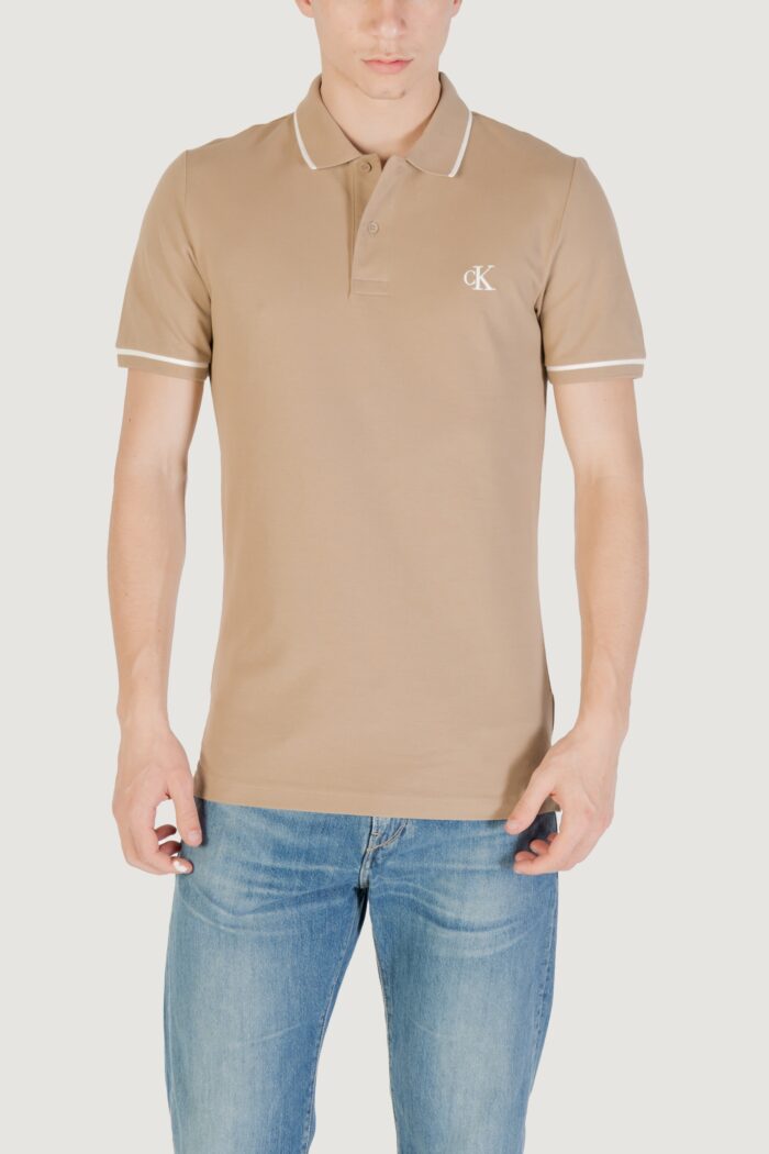 Polo manica corta Calvin Klein Jeans tipping slim polo Beige