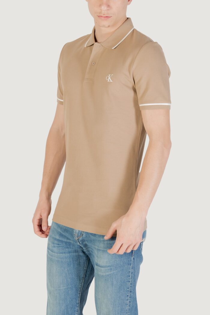 Polo manica corta Calvin Klein Jeans tipping slim polo Beige