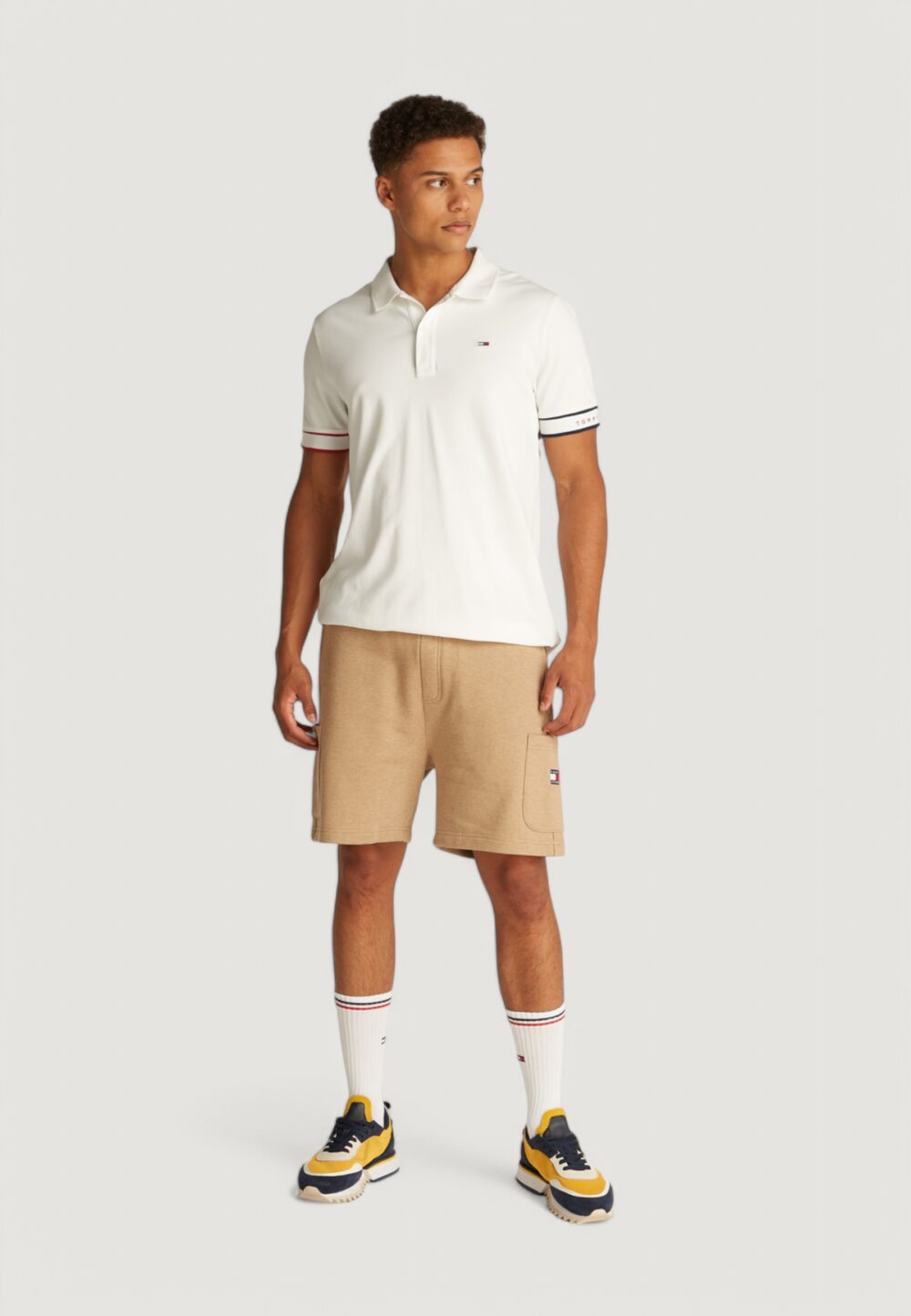 Polo manica corta Tommy Hilfiger Jeans tjm flag cuff Panna - Foto 3