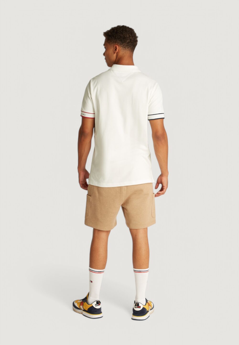 Polo manica corta Tommy Hilfiger Jeans tjm flag cuff Panna - Foto 4