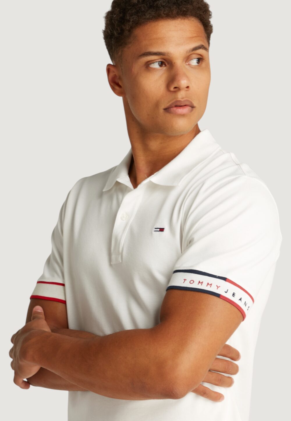 Polo manica corta Tommy Hilfiger Jeans tjm flag cuff Panna - Foto 2