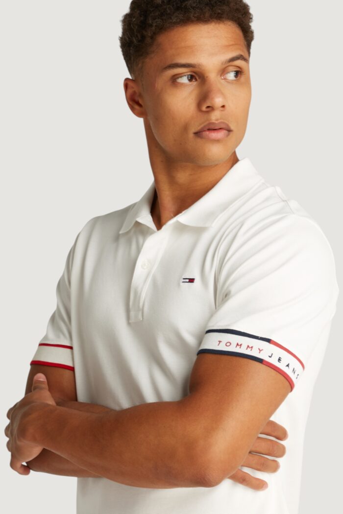 Polo manica corta Tommy Hilfiger Jeans tjm flag cuff Panna
