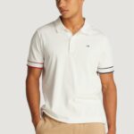 Polo manica corta Tommy Hilfiger Jeans tjm flag cuff Panna - Foto 1