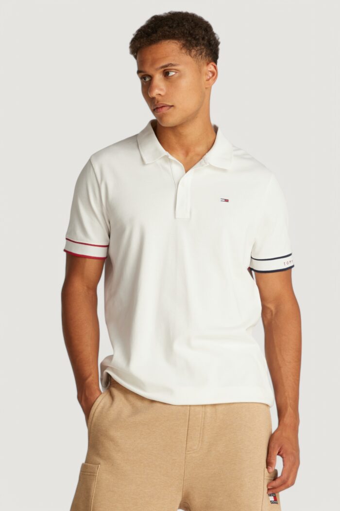 Polo manica corta Tommy Hilfiger Jeans tjm flag cuff Panna