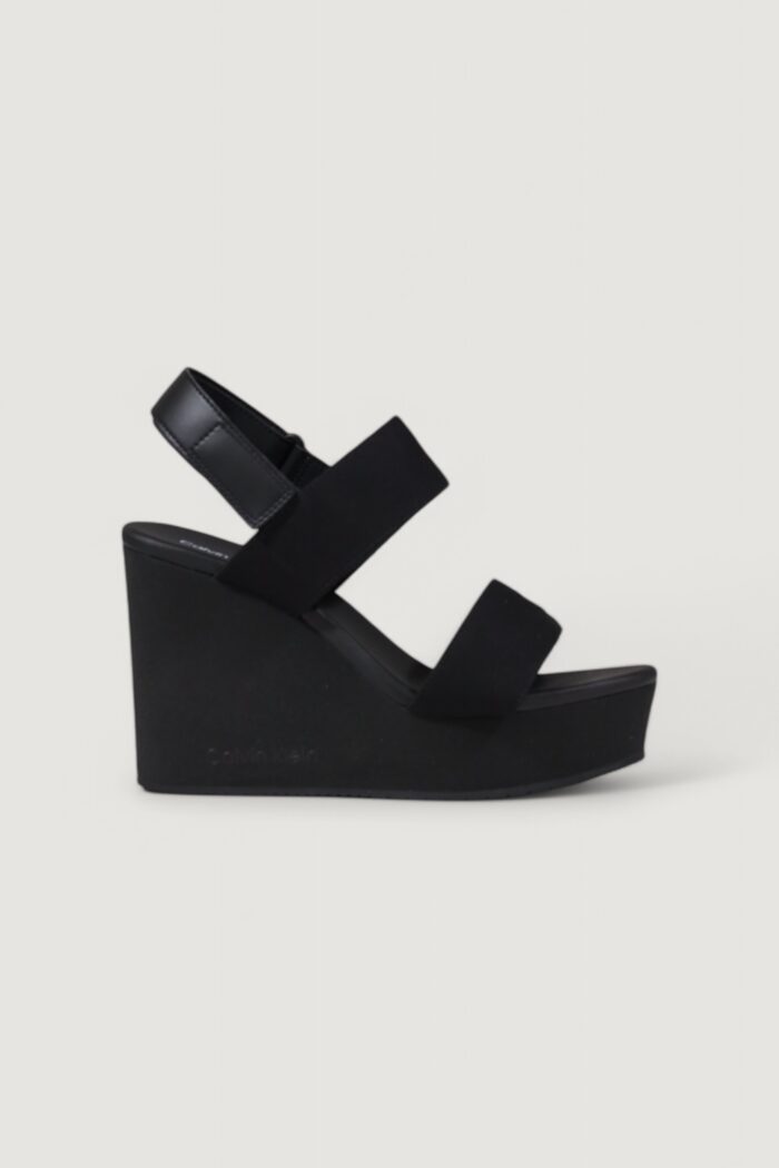 Sandali Calvin Klein Jeans wedge webbing Nero