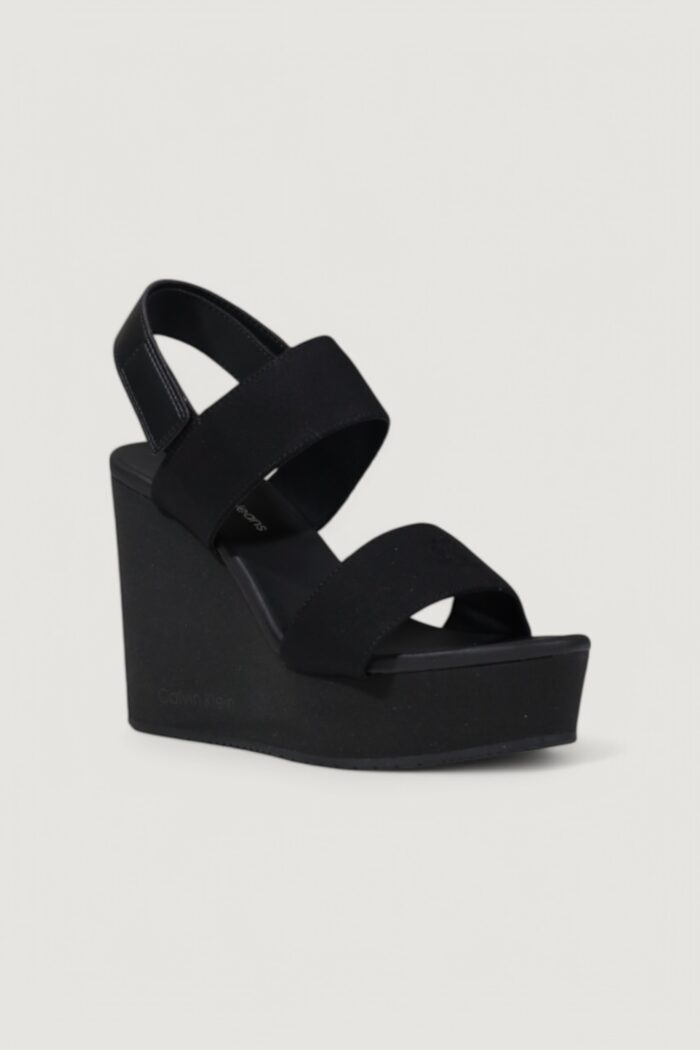 Sandali Calvin Klein Jeans wedge webbing Nero