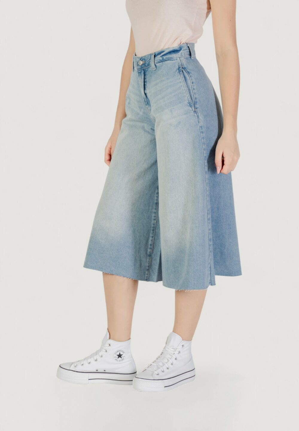 Bermuda Only onlla brea hw long dnm tai Denim chiaro - Foto 3