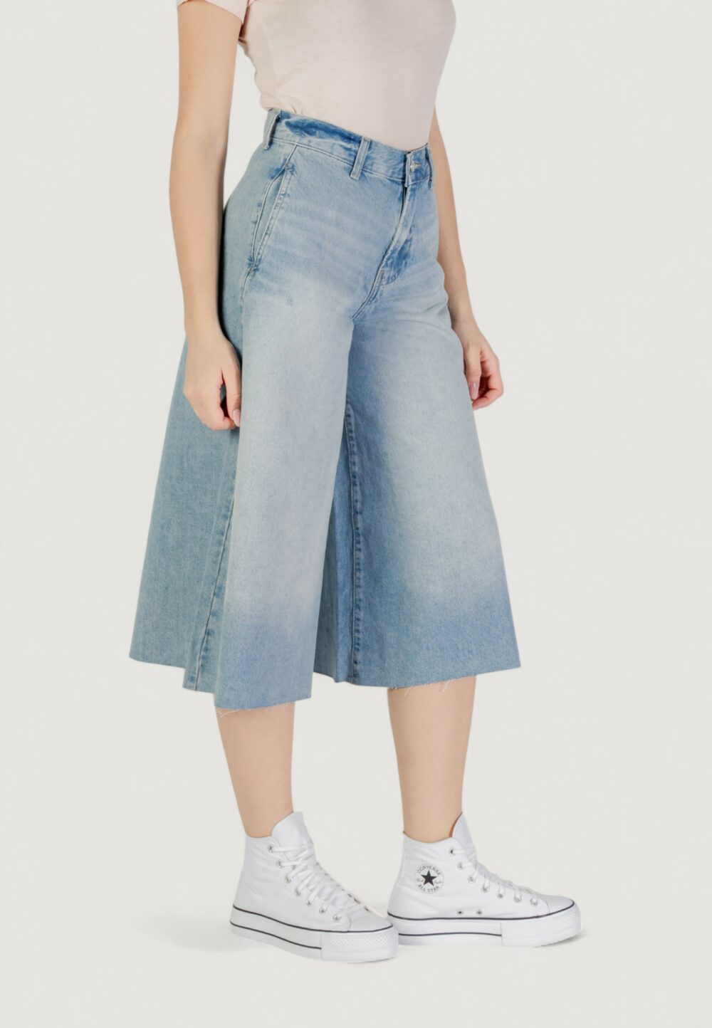 Bermuda Only onlla brea hw long dnm tai Denim chiaro - Foto 4