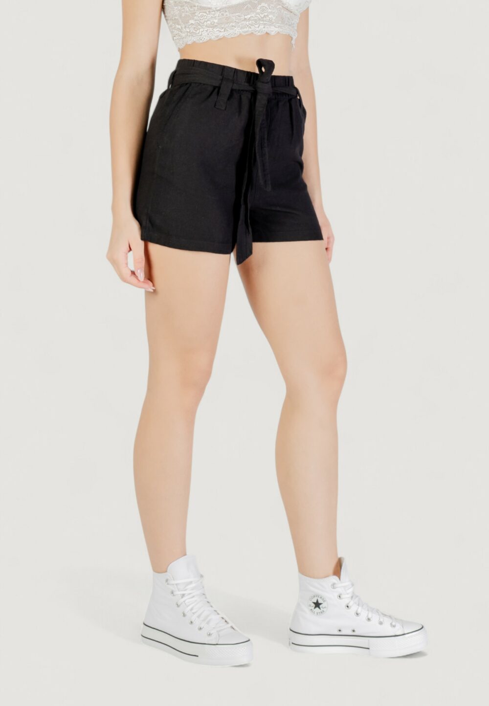Shorts Only onlcaro hw linen bl belt shorts cc pnt Nero - Foto 3