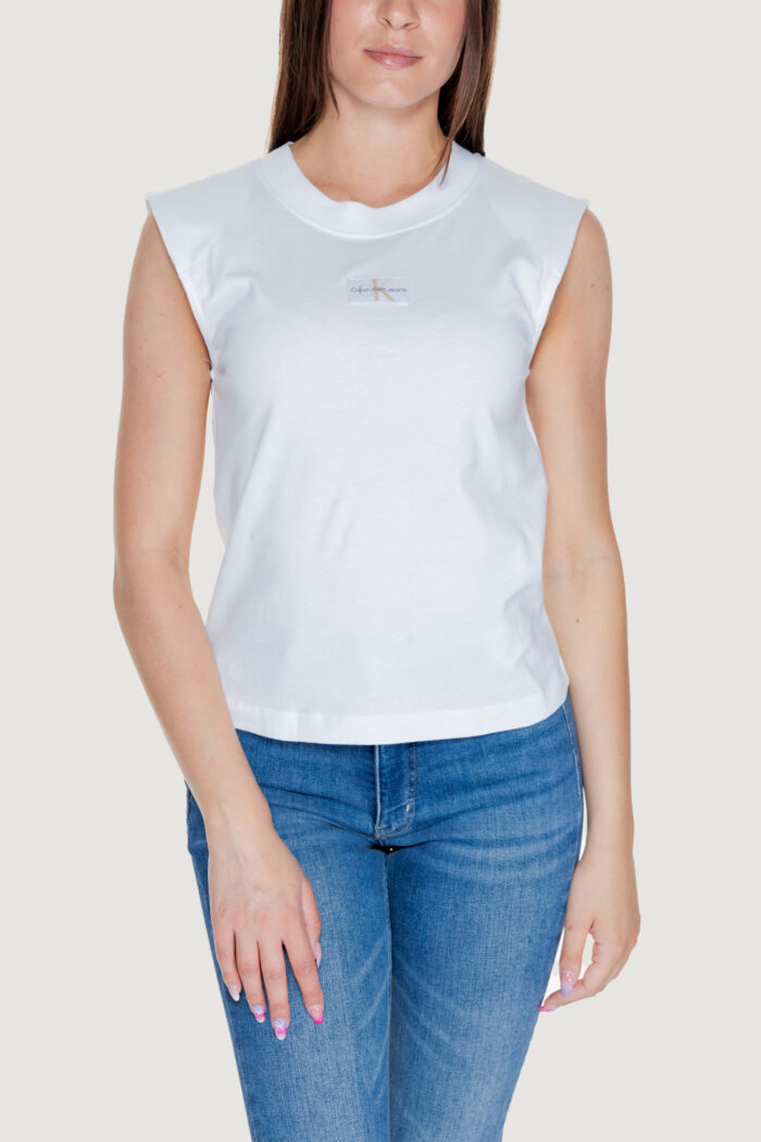 T-shirt Calvin Klein Jeans woven label loose Bianco