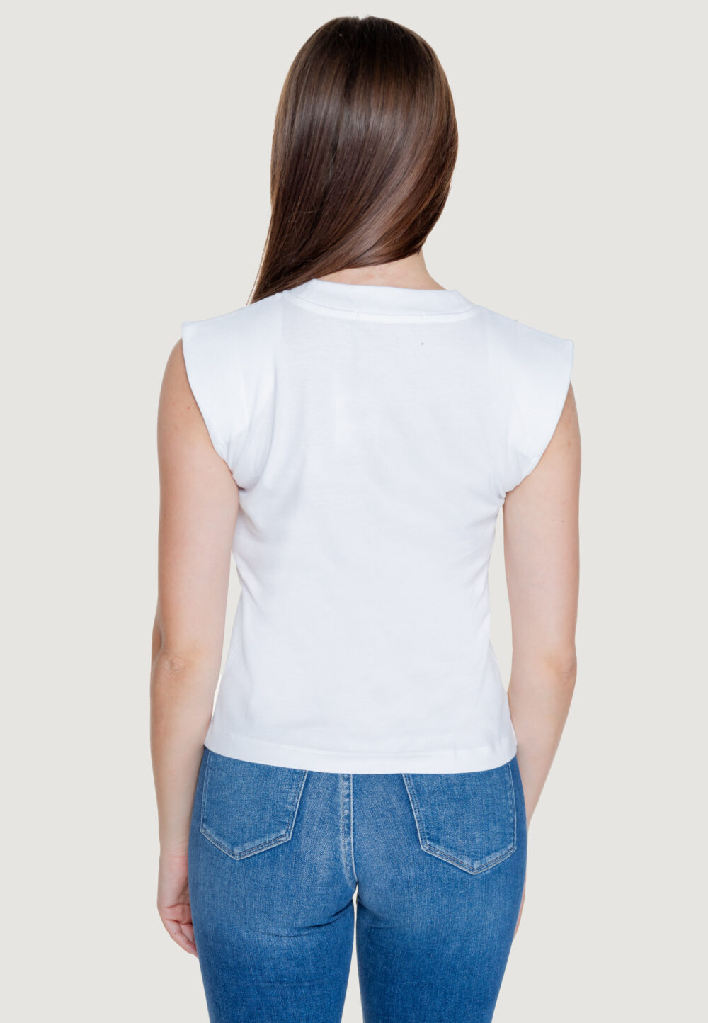 T-shirt Calvin Klein Jeans woven label loose Bianco - Foto 3