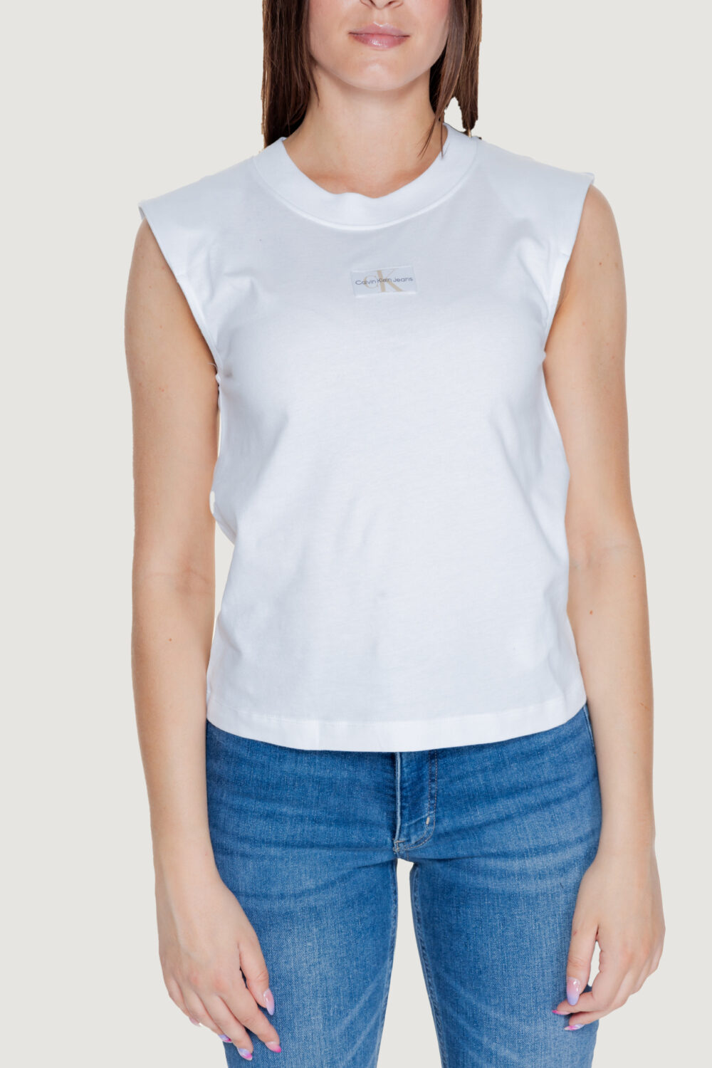 T-shirt Calvin Klein Jeans woven label loose Bianco - Foto 5