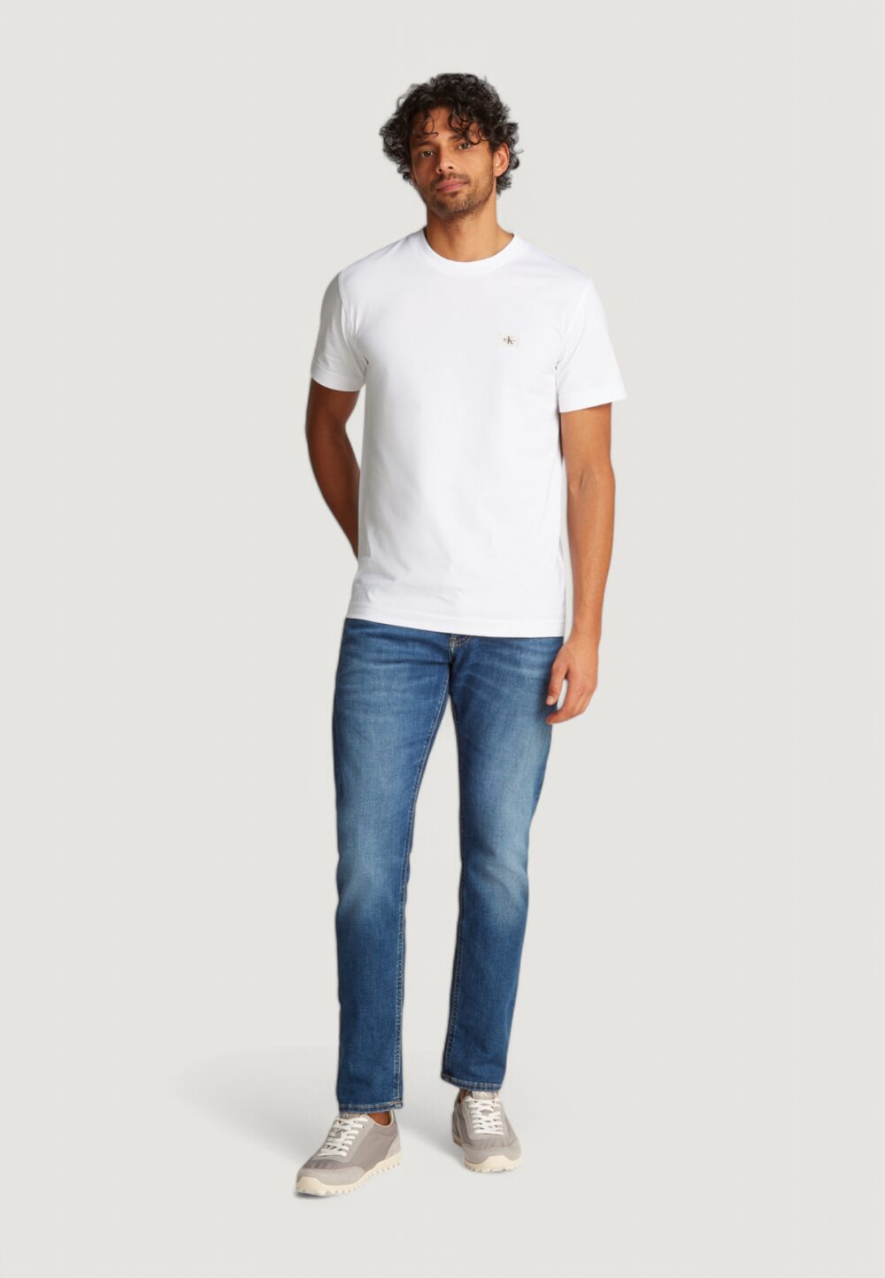 T-shirt Calvin Klein Jeans woven label regular Bianco - Foto 3