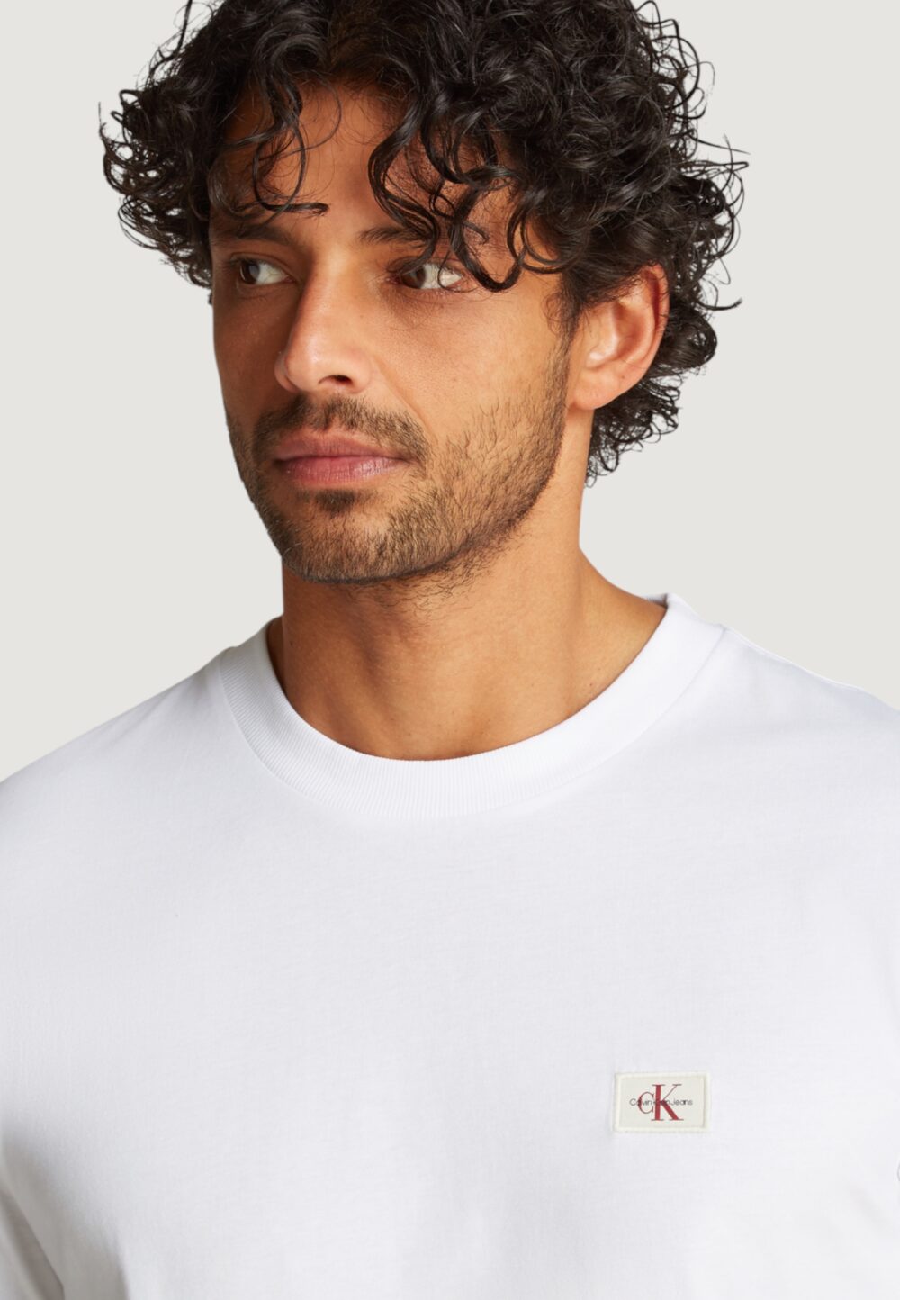 T-shirt Calvin Klein Jeans woven label regular Bianco - Foto 2