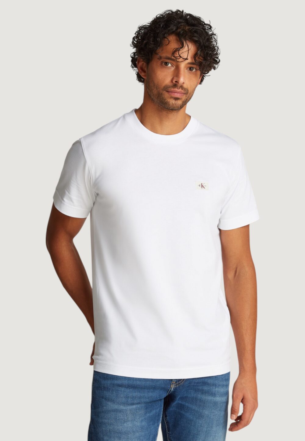 T-shirt Calvin Klein Jeans woven label regular Bianco - Foto 1