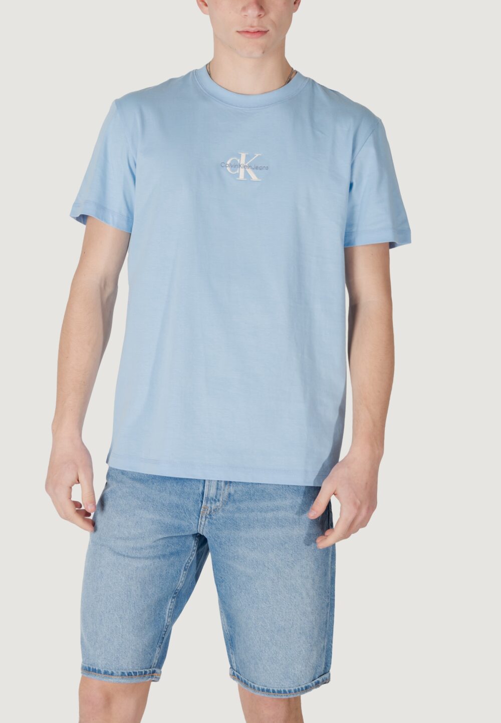 T-shirt Calvin Klein Jeans monologo tee Celeste - Foto 1