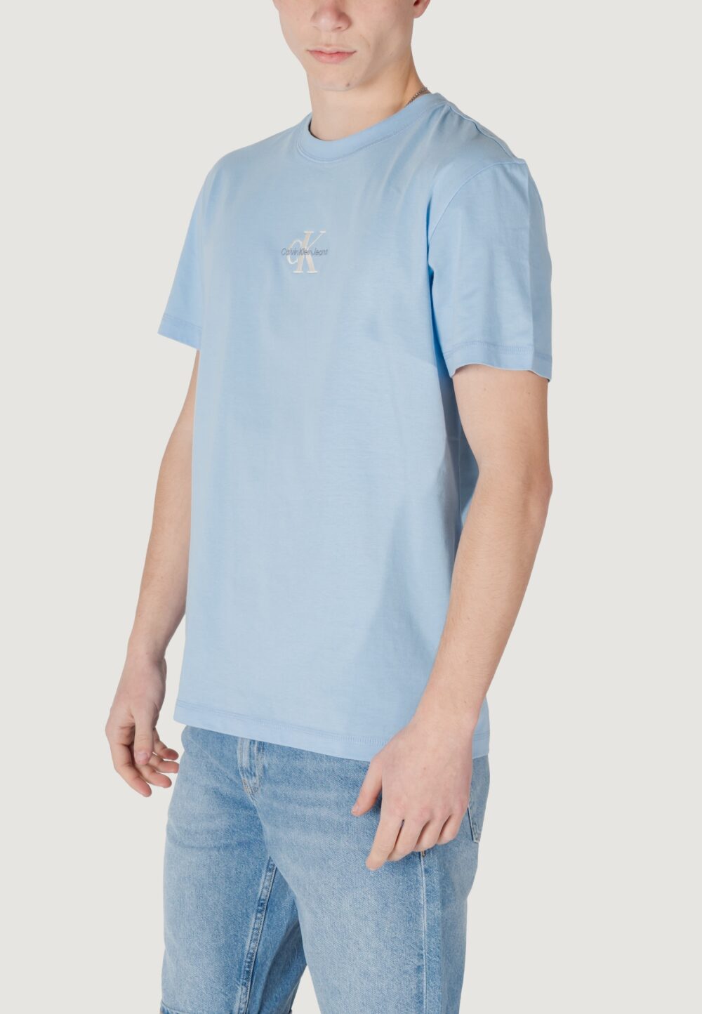 T-shirt Calvin Klein Jeans monologo tee Celeste - Foto 3