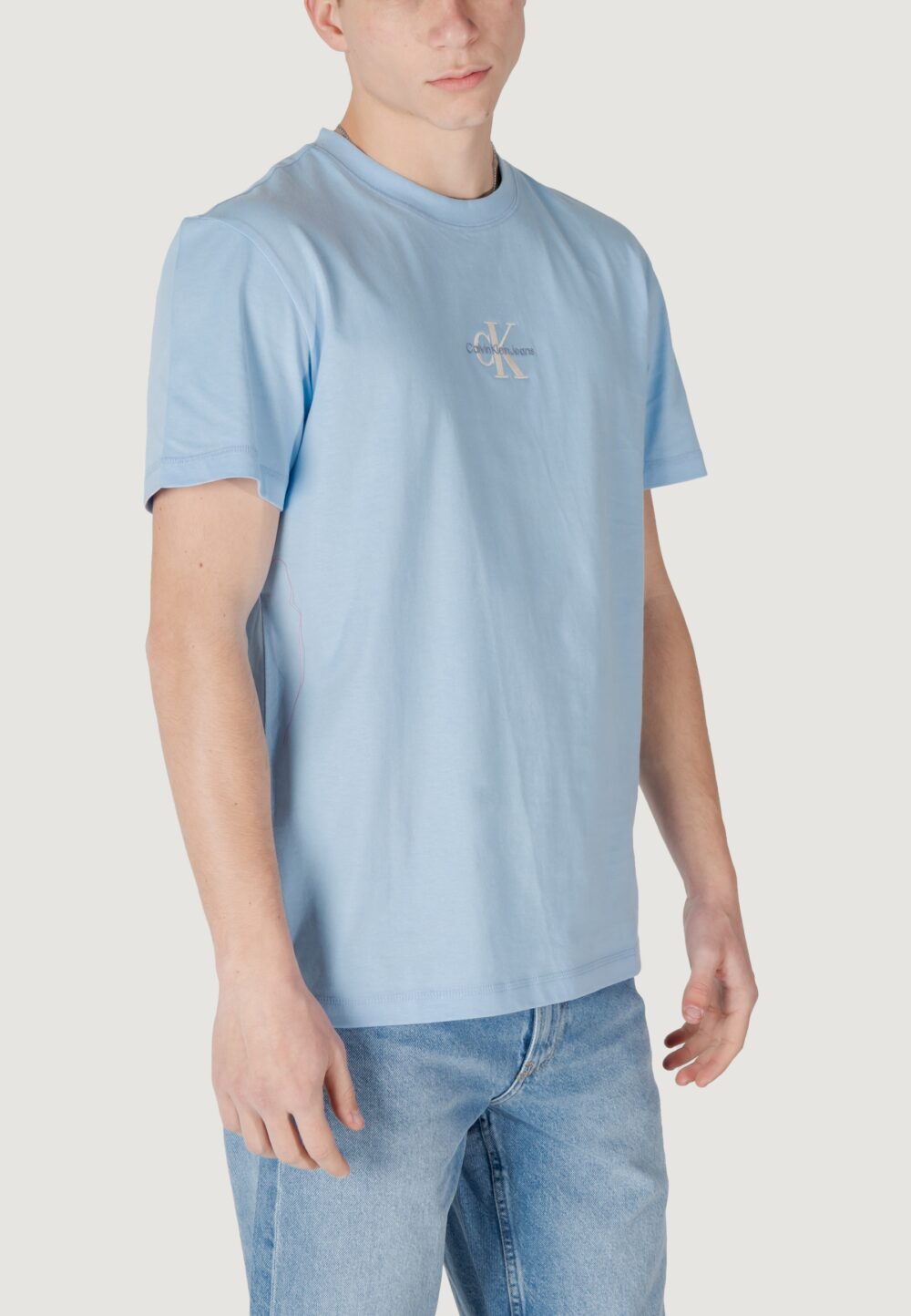 T-shirt Calvin Klein Jeans monologo tee Celeste - Foto 4