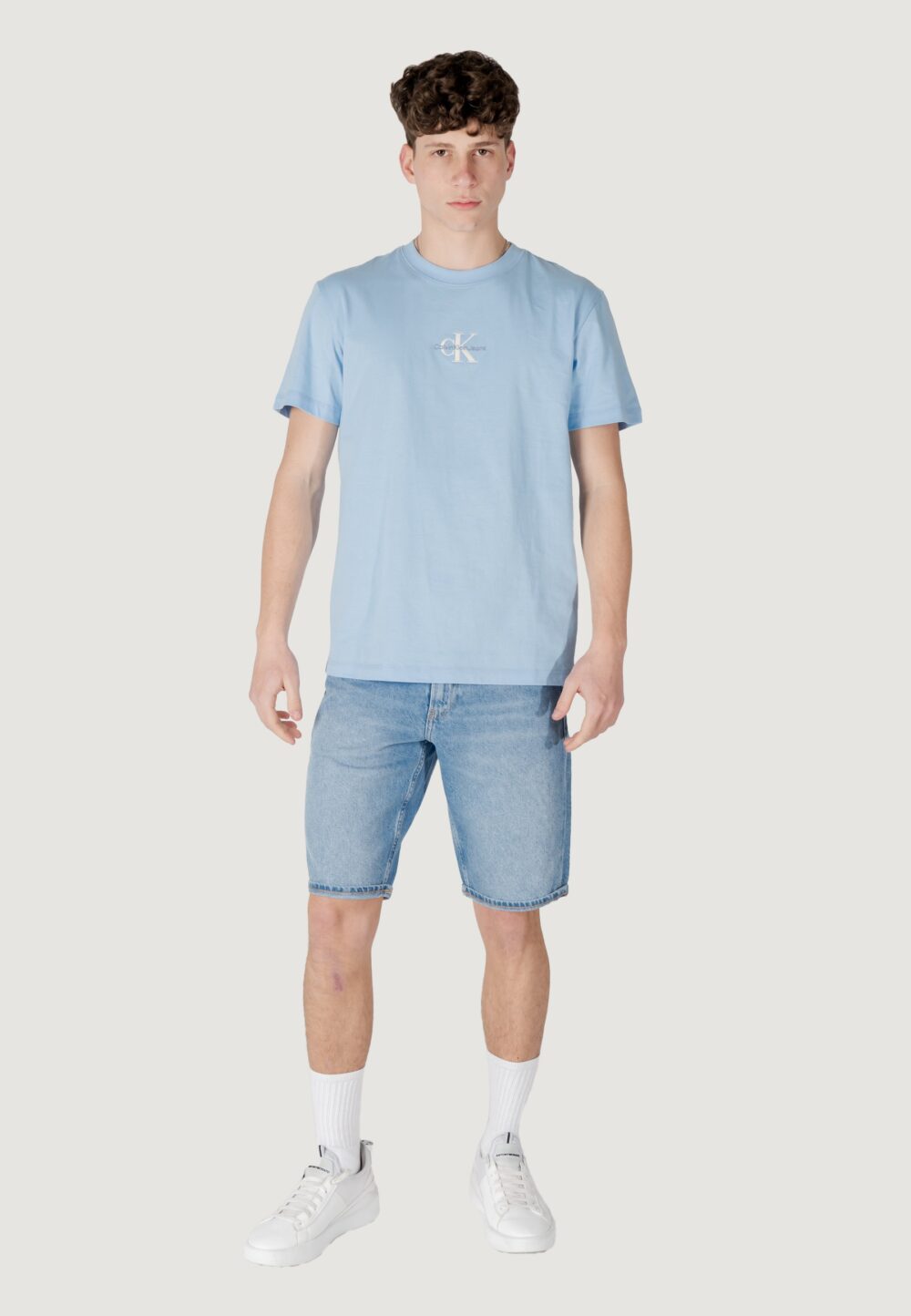 T-shirt Calvin Klein Jeans monologo tee Celeste - Foto 6