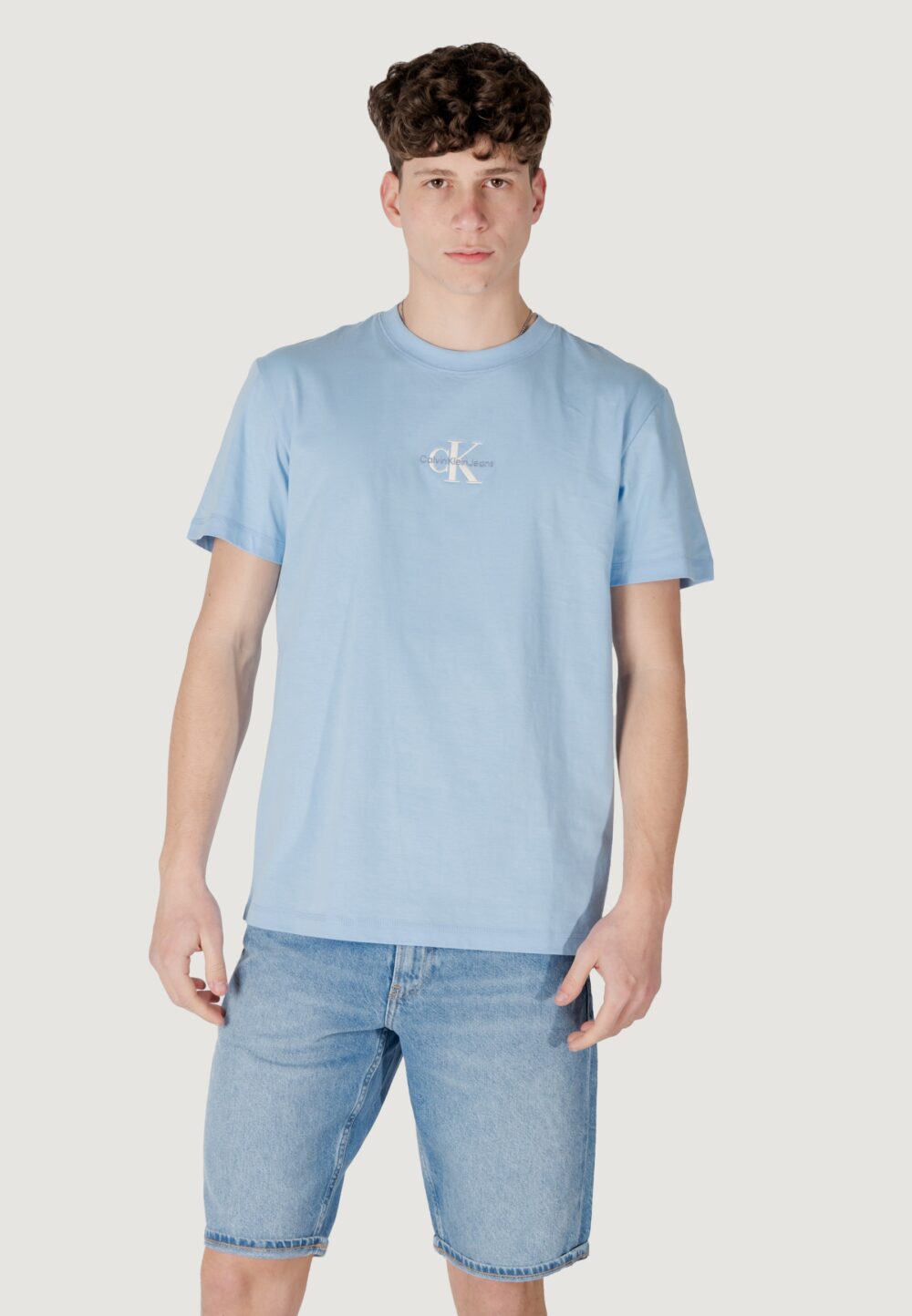 T-shirt Calvin Klein Jeans monologo tee Celeste - Foto 7