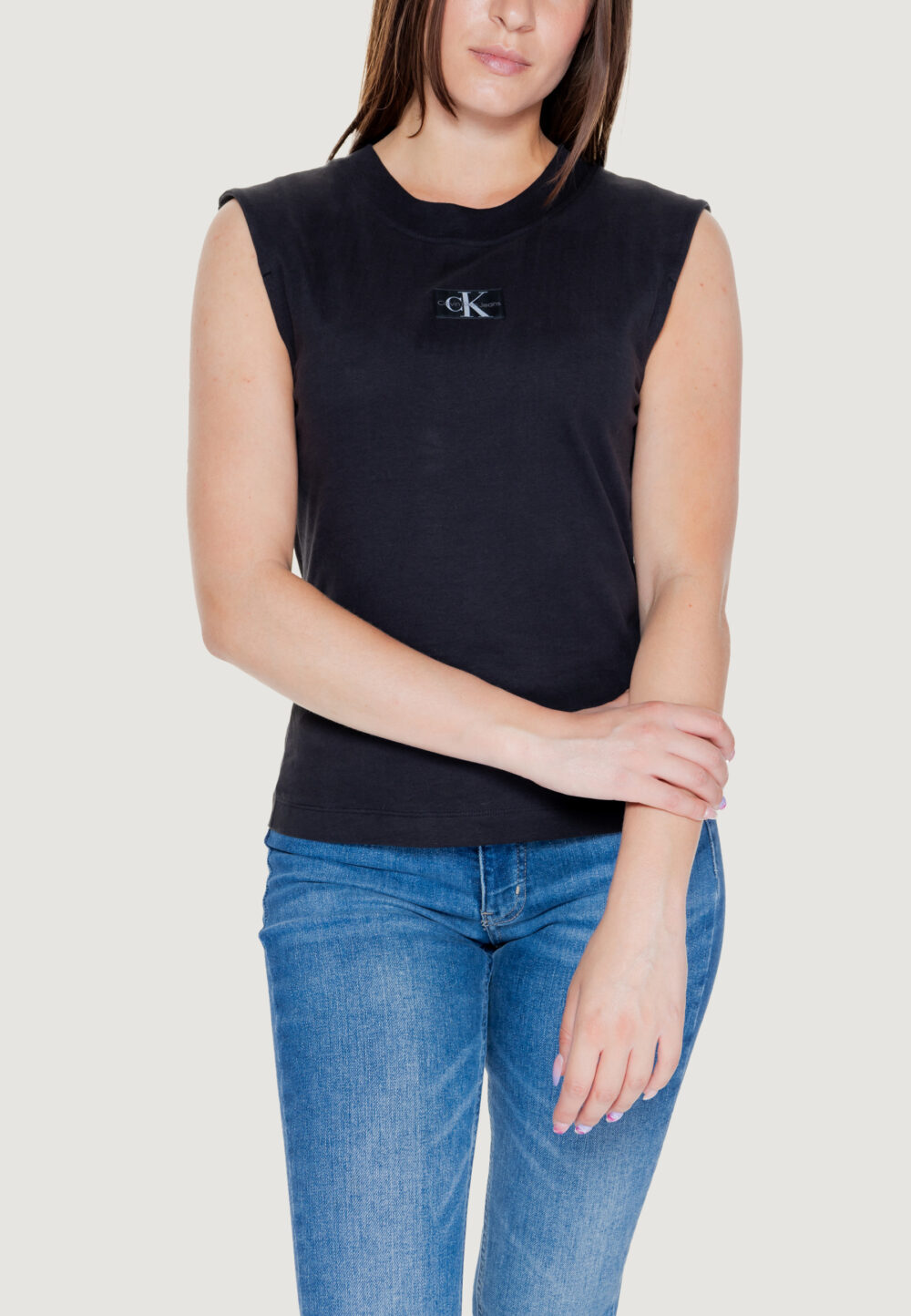 T-shirt Calvin Klein Jeans woven label loose Nero - Foto 1