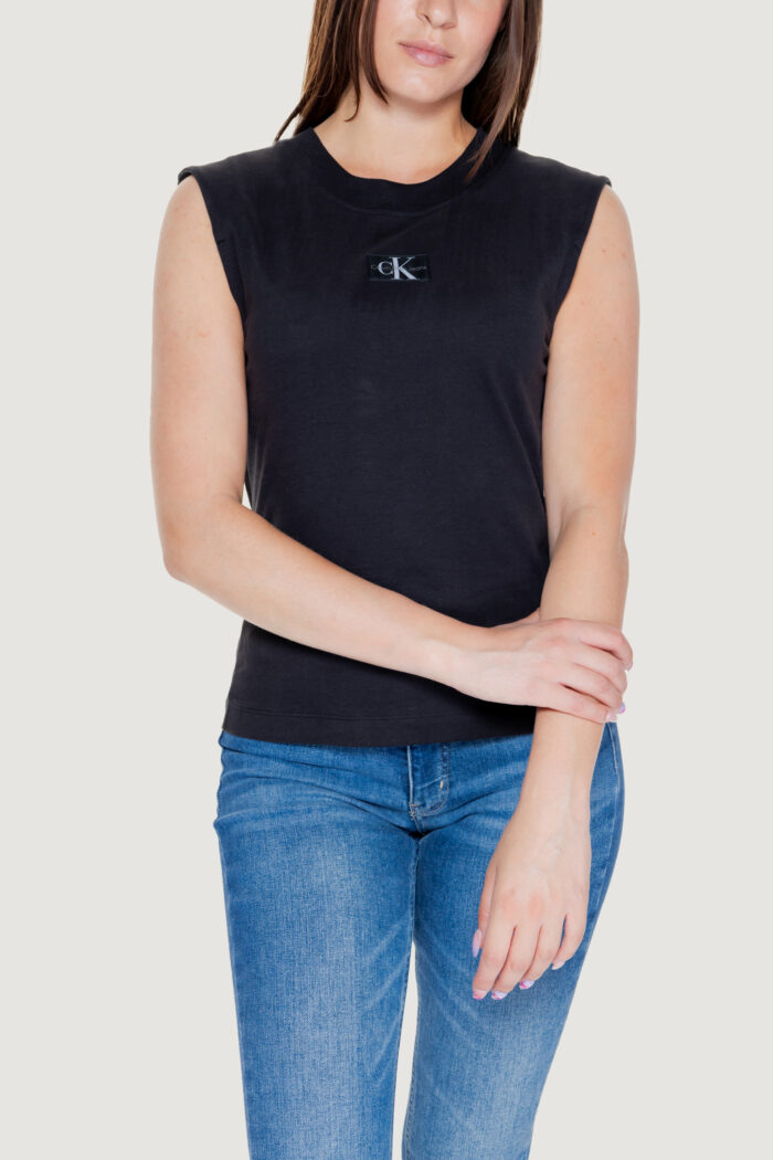 T-shirt Calvin Klein Jeans woven label loose Nero