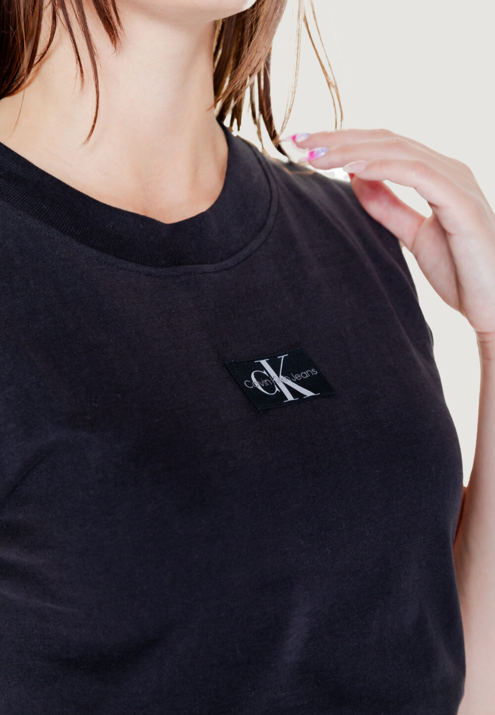 T-shirt Calvin Klein Jeans woven label loose Nero - Foto 2