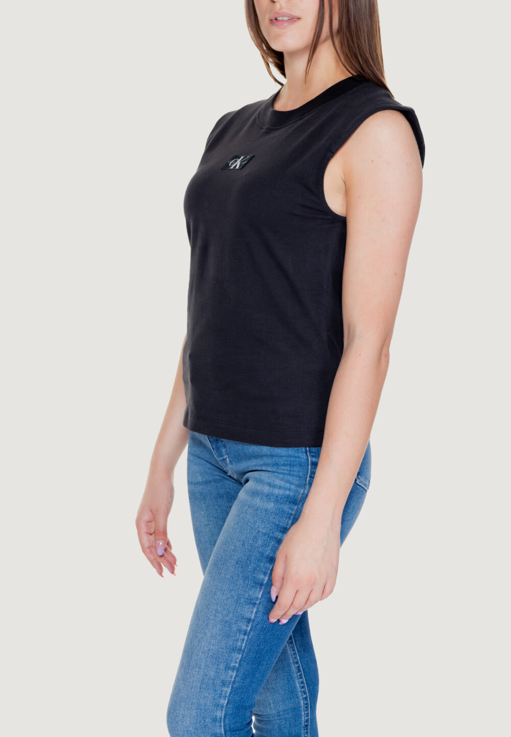 T-shirt Calvin Klein Jeans woven label loose Nero - Foto 4