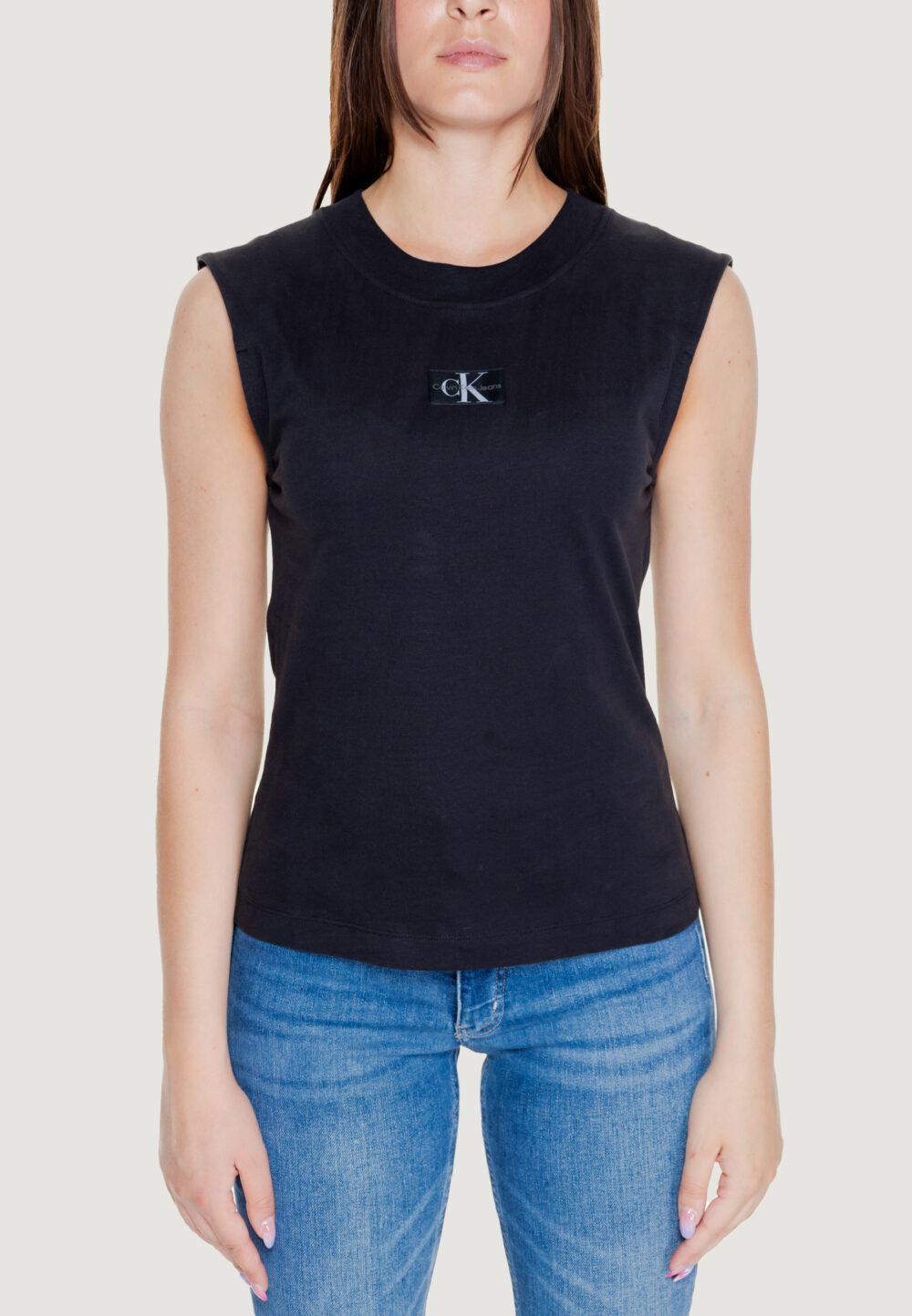 T-shirt Calvin Klein Jeans woven label loose Nero - Foto 5