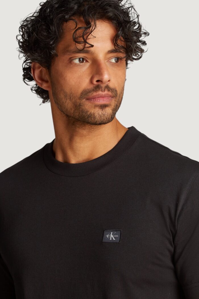 T-shirt Calvin Klein Jeans woven label regular Nero