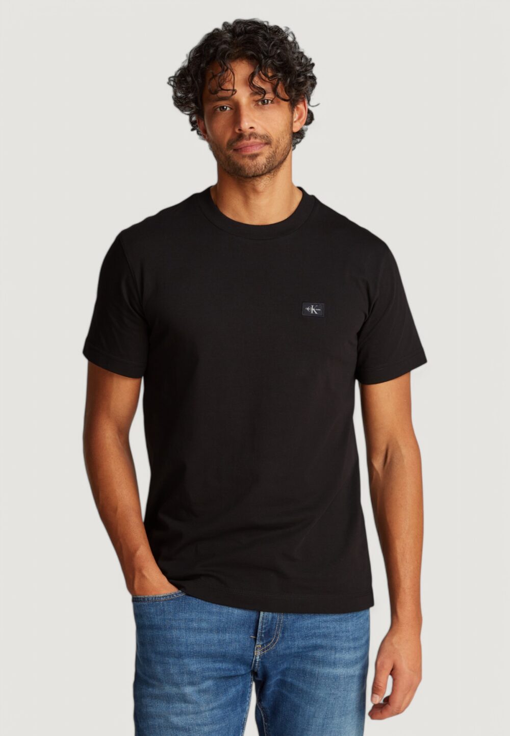 T-shirt Calvin Klein Jeans woven label regular Nero - Foto 1