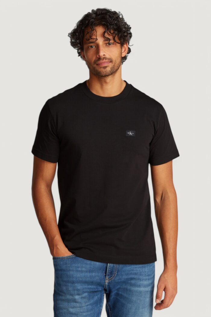 T-shirt Calvin Klein Jeans woven label regular Nero