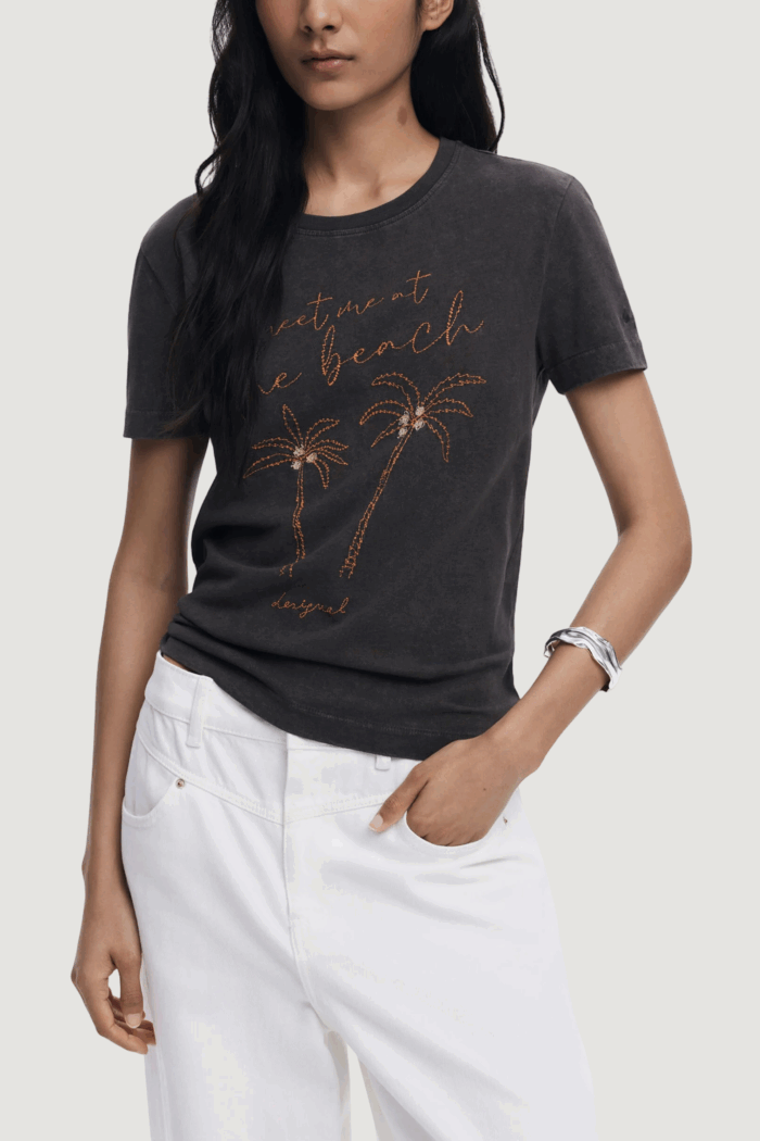 T-shirt Desigual repris ts palm Nero