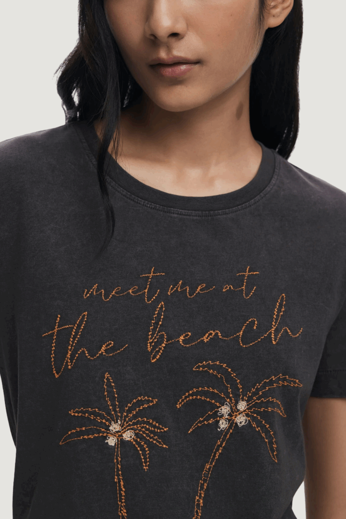 T-shirt Desigual repris ts palm Nero