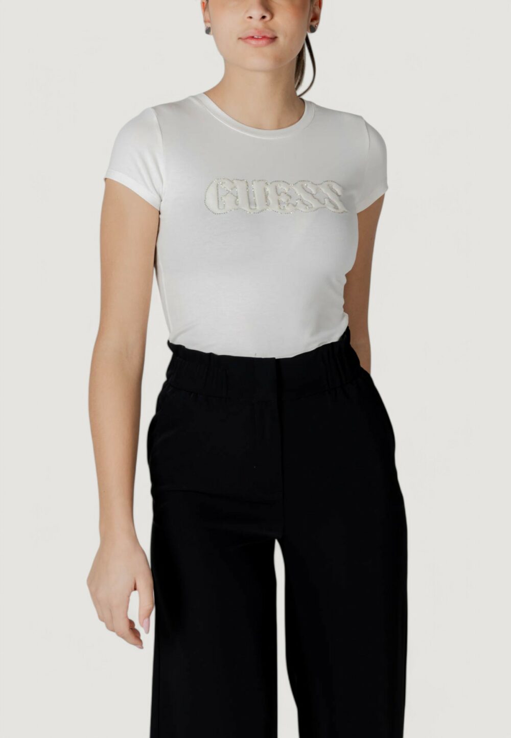 T-shirt Guess ss pony hair logo r5 Bianco - Foto 1