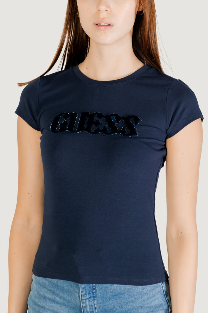 T-shirt Guess ss pony hair logo r5 Blu