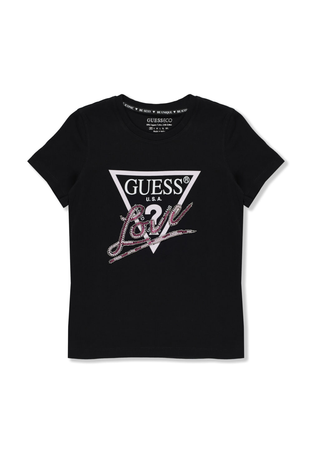 T-shirt Guess cn ss love triangle Nero - Foto 9